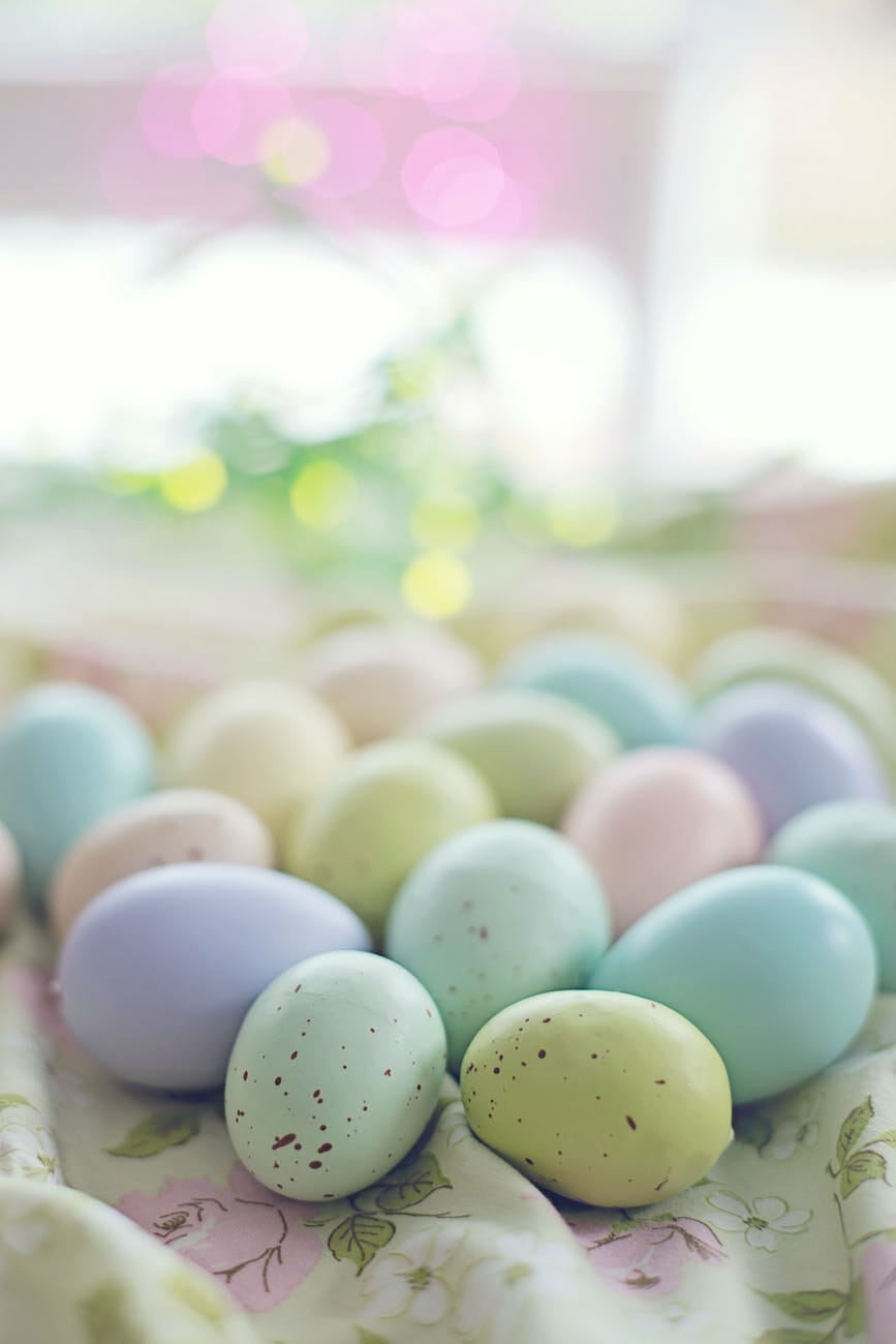 close up of easter eggs